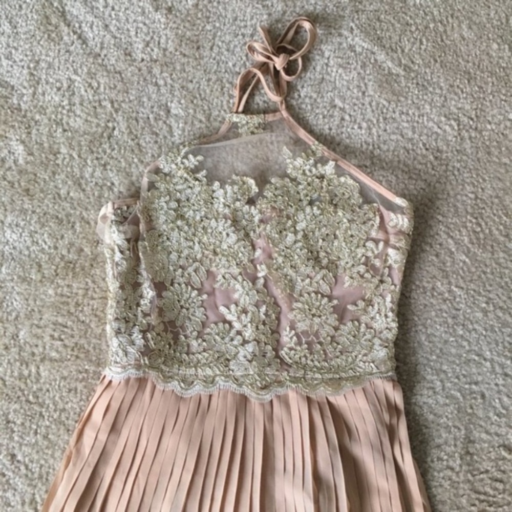 Forever 21 Strapless Pleated Gown with Lace Bodice - Size L